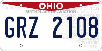 OH license plate GRZ2108