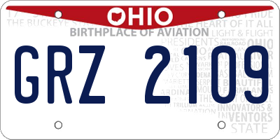 OH license plate GRZ2109