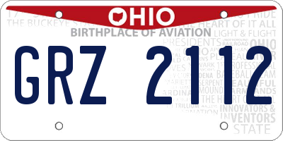 OH license plate GRZ2112