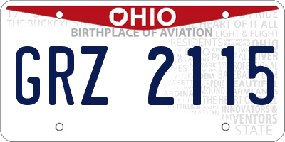 OH license plate GRZ2115