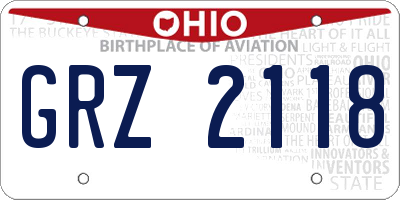 OH license plate GRZ2118