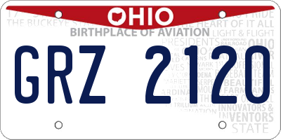OH license plate GRZ2120