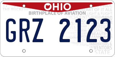 OH license plate GRZ2123