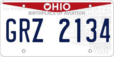 OH license plate GRZ2134