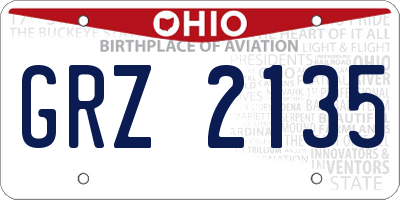 OH license plate GRZ2135