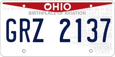 OH license plate GRZ2137