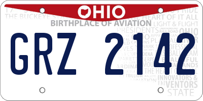 OH license plate GRZ2142