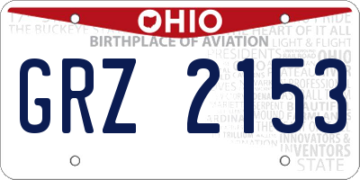 OH license plate GRZ2153