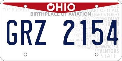 OH license plate GRZ2154