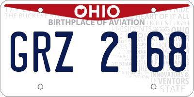 OH license plate GRZ2168