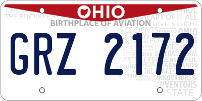 OH license plate GRZ2172