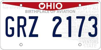 OH license plate GRZ2173