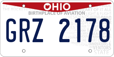 OH license plate GRZ2178