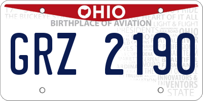 OH license plate GRZ2190