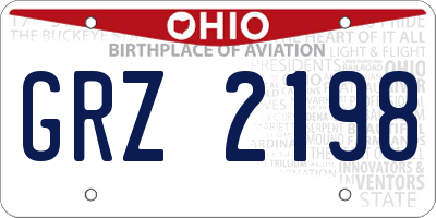 OH license plate GRZ2198