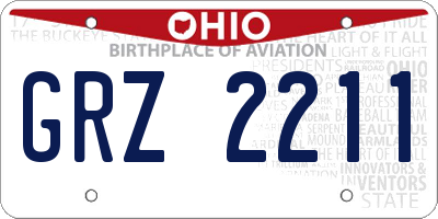 OH license plate GRZ2211