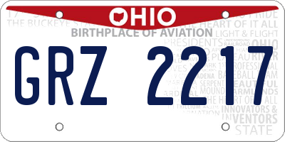 OH license plate GRZ2217