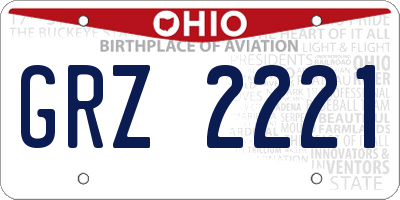 OH license plate GRZ2221