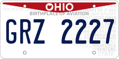 OH license plate GRZ2227