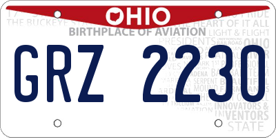 OH license plate GRZ2230