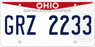 OH license plate GRZ2233