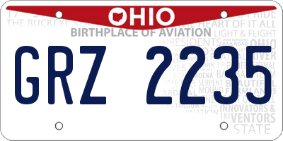 OH license plate GRZ2235