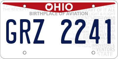 OH license plate GRZ2241