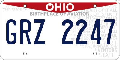 OH license plate GRZ2247