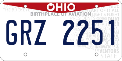 OH license plate GRZ2251