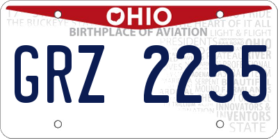 OH license plate GRZ2255