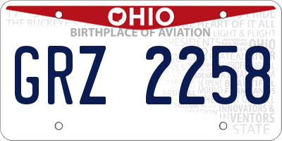 OH license plate GRZ2258