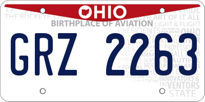OH license plate GRZ2263