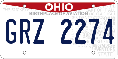 OH license plate GRZ2274