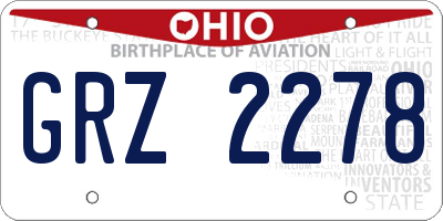 OH license plate GRZ2278