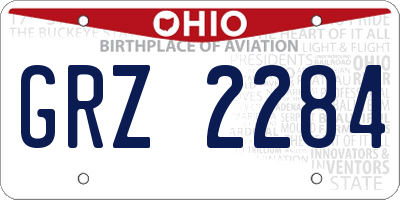 OH license plate GRZ2284