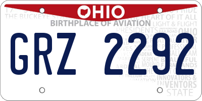 OH license plate GRZ2292