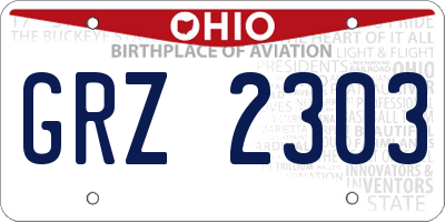 OH license plate GRZ2303