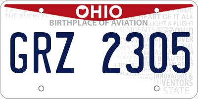 OH license plate GRZ2305