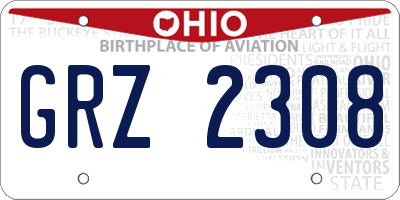 OH license plate GRZ2308