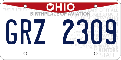 OH license plate GRZ2309