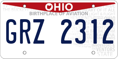 OH license plate GRZ2312