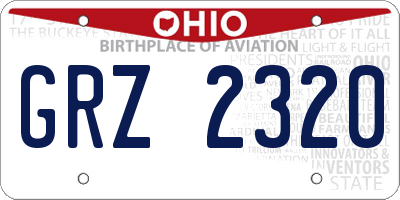 OH license plate GRZ2320