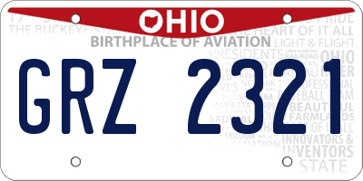 OH license plate GRZ2321