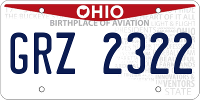 OH license plate GRZ2322