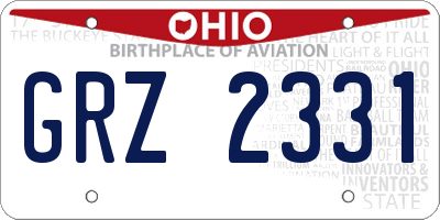 OH license plate GRZ2331