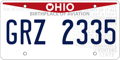 OH license plate GRZ2335