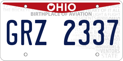 OH license plate GRZ2337