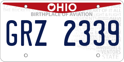 OH license plate GRZ2339