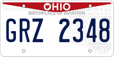 OH license plate GRZ2348