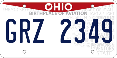 OH license plate GRZ2349